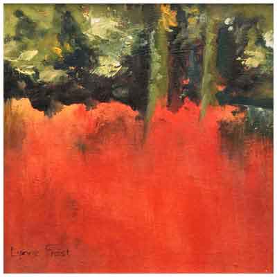 Trees in a Red Field painting by Lynne Frost